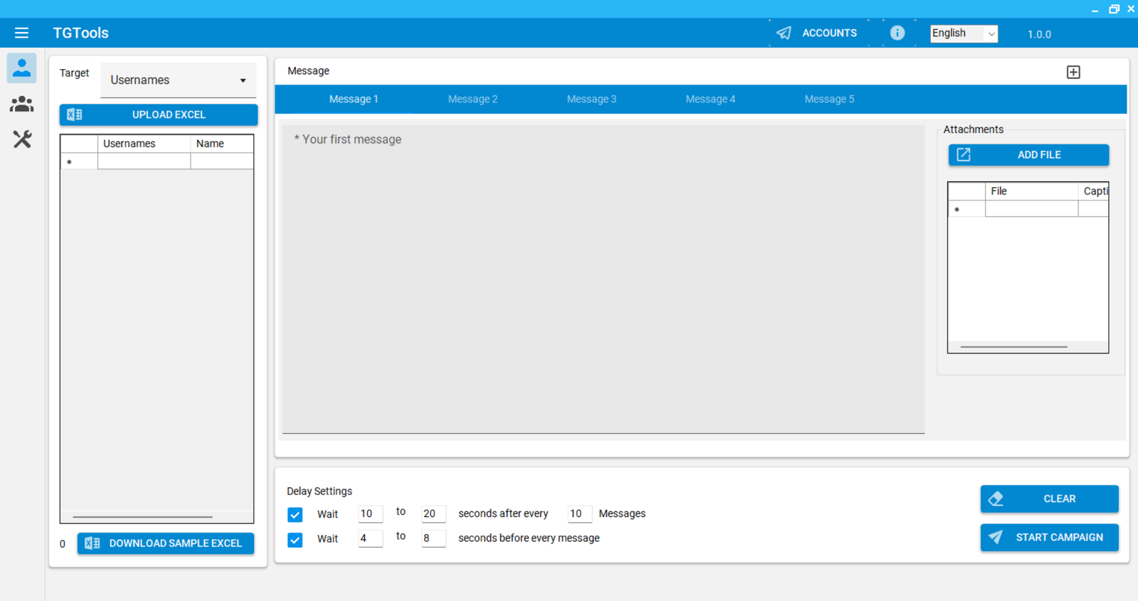 TGTools bulk messaging feature
